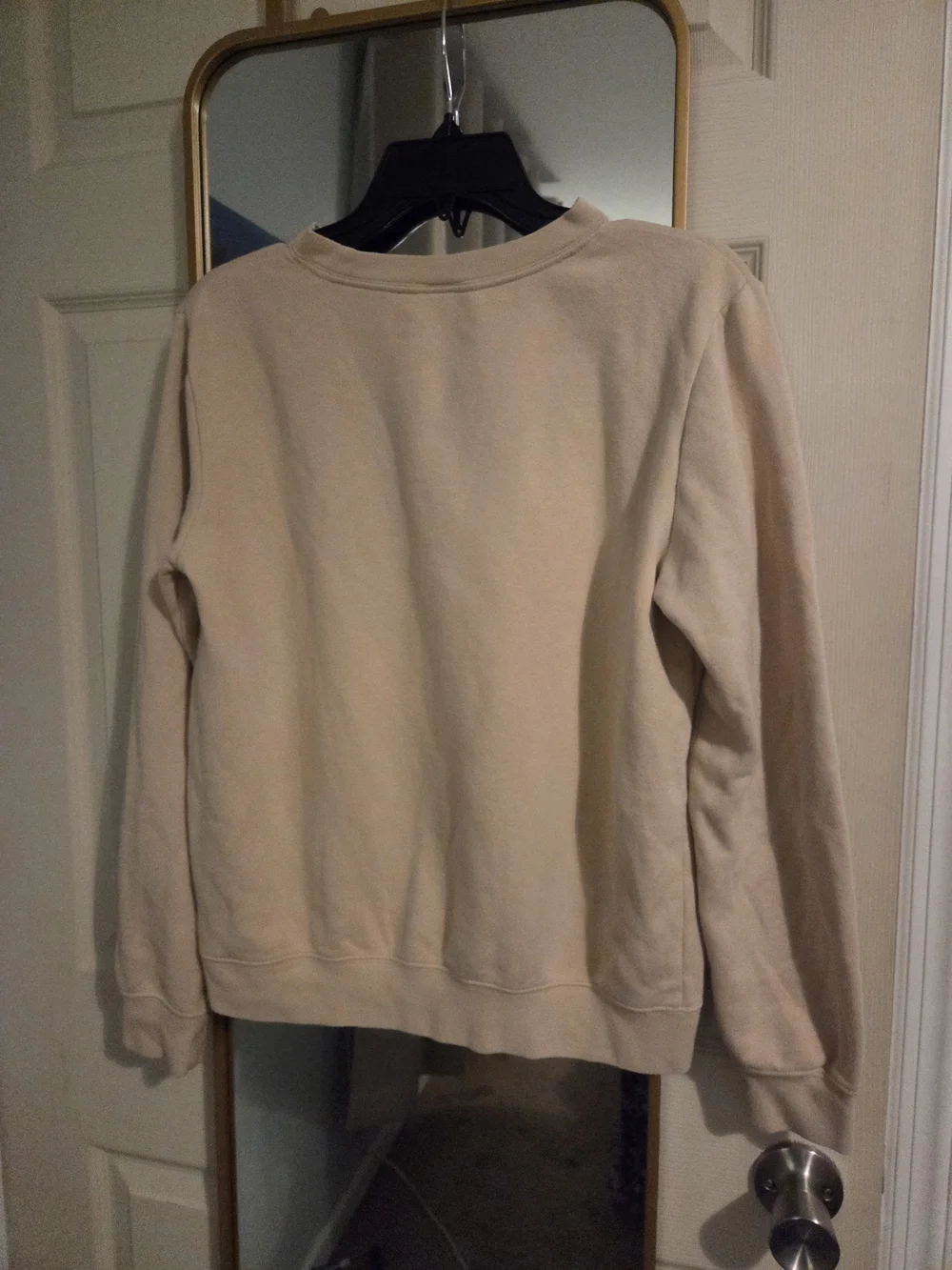 Nike Women's Club Fleece Crewneck Sweatshirt in Beige with White Swoosh-XS (0-2)